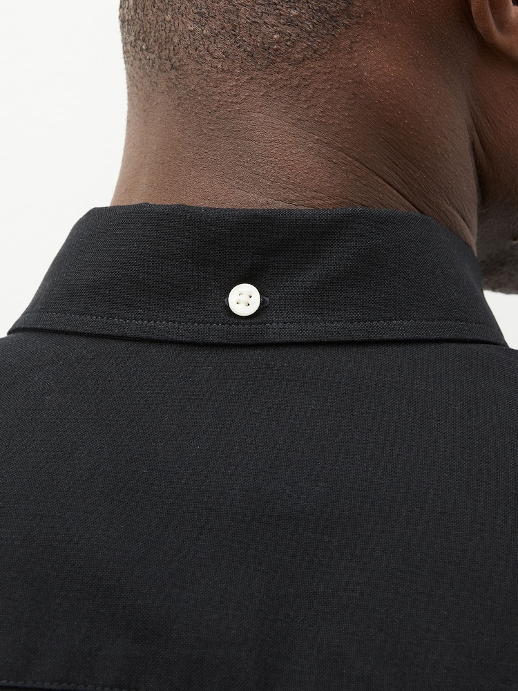 Black Slim Fit Short Sleeve Oxford Shirt - Image 4 of 7