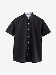 Black Slim Fit Short Sleeve Oxford Shirt - Image 5 of 7