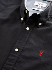 Black Slim Fit Short Sleeve Oxford Shirt - Image 6 of 7