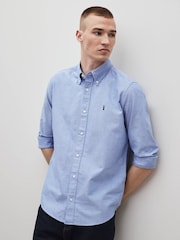 Light Blue Slim Fit Long Sleeve Oxford Shirt - Image 1 of 4