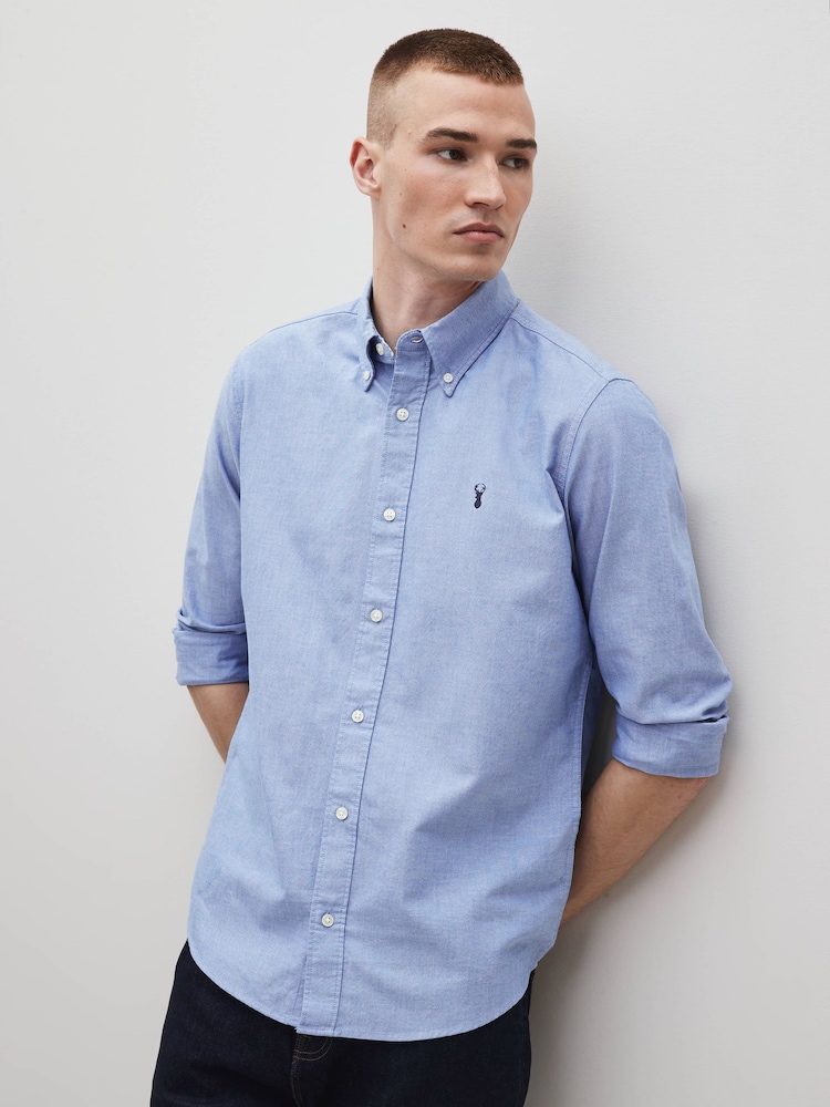 Light Blue Slim Fit Long Sleeve Oxford Shirt - Image 1 of 4