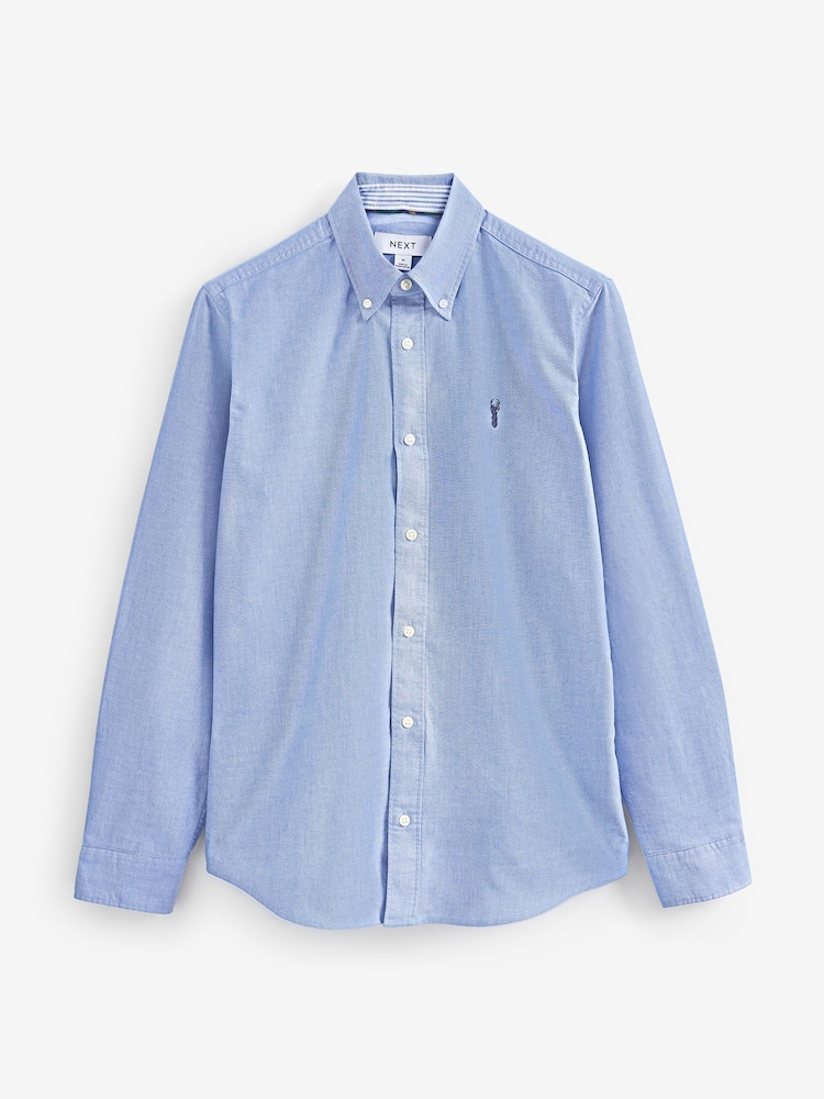 Light Blue Slim Fit Long Sleeve Oxford Shirt - Image 2 of 4