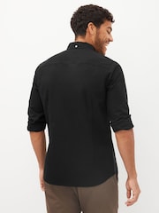Black Slim Fit Long Sleeve Oxford Shirt - Image 2 of 8