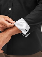 Black Slim Fit Long Sleeve Oxford Shirt - Image 4 of 8