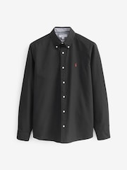 Black Slim Fit Long Sleeve Oxford Shirt - Image 6 of 8