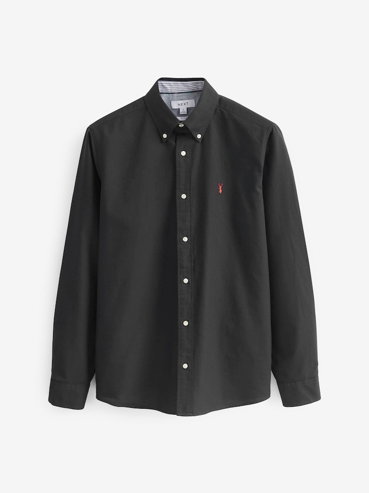 Noir - Slim Fit (Slim Fit) - Chemise Oxford à manches longues - Image 6 of 8