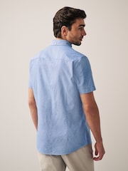 Light Blue Slim Fit Short Sleeve Oxford Shirt - Image 3 of 9