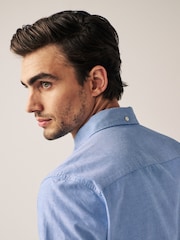 Light Blue Slim Fit Short Sleeve Oxford Shirt - Image 4 of 9