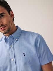 Light Blue Slim Fit Short Sleeve Oxford Shirt - Image 5 of 9