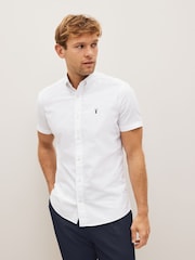 White Slim Fit Short Sleeve Oxford Shirt - Image 1 of 6