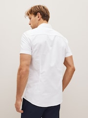White Slim Fit Short Sleeve Oxford Shirt - Image 2 of 6