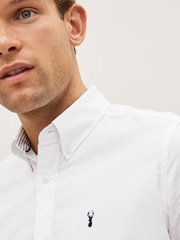 White Slim Fit Short Sleeve Oxford Shirt - Image 3 of 6