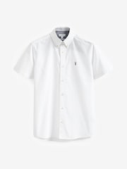 White Slim Fit Short Sleeve Oxford Shirt - Image 4 of 6