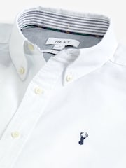 White Slim Fit Short Sleeve Oxford Shirt - Image 6 of 6