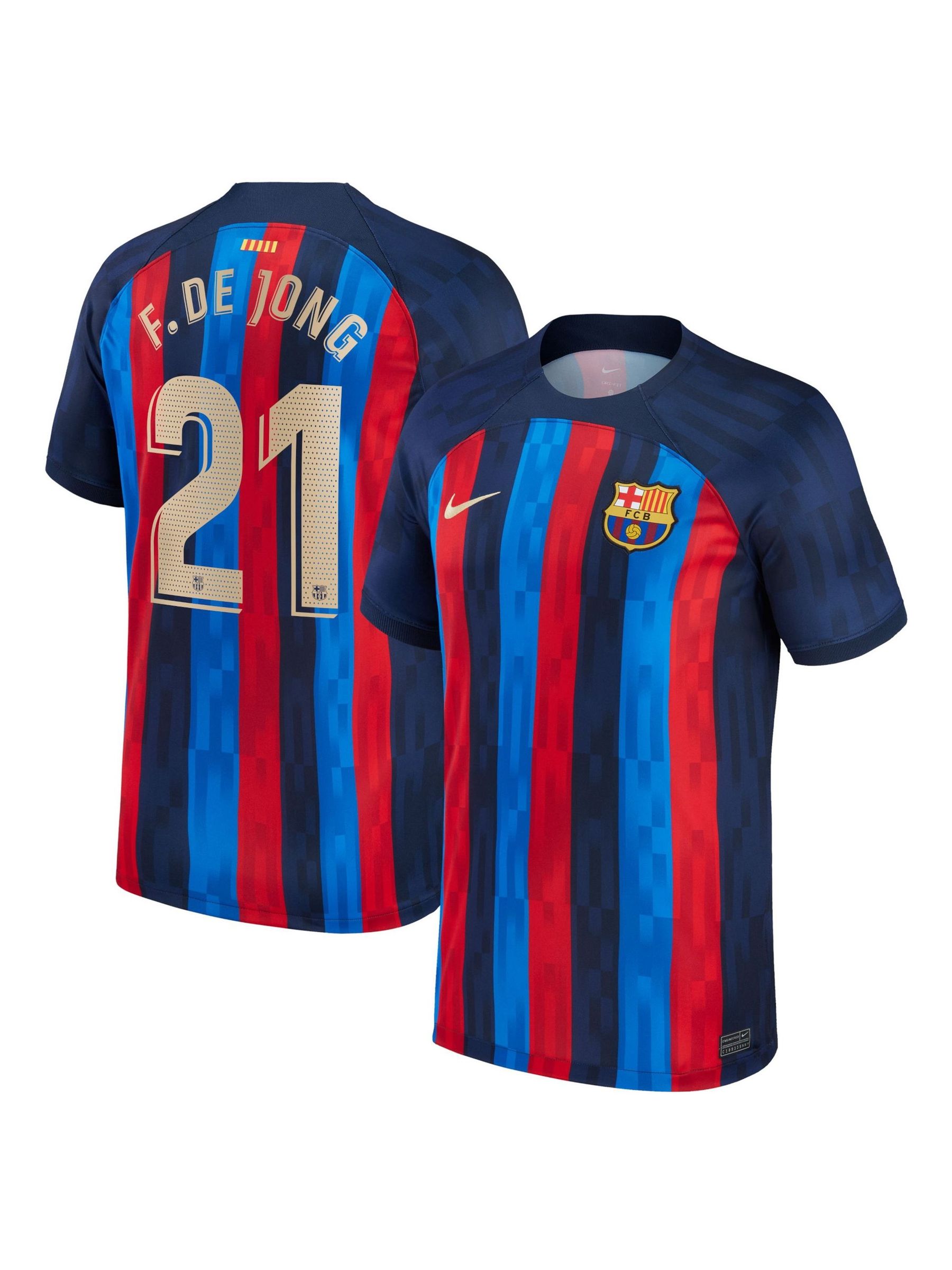 Buy Nike Navy F. De Jong 21 F.C. Barcelona 22 23 Home Football Shirt Kids from Next Luxembourg