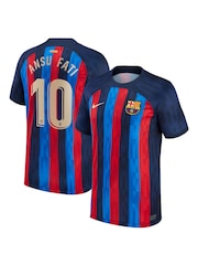 Nike Navy Ansu Fati - 10 F.C. Barcelona 22/23 Home Football Shirt Kids - Image 1 of 3