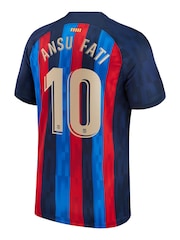 Nike Navy Ansu Fati - 10 F.C. Barcelona 22/23 Home Football Shirt Kids - Image 3 of 3