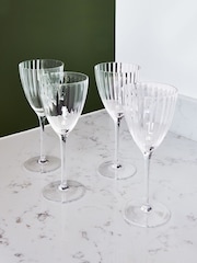 Jasper Conran London Set of 4 Clear Fluted Wine Glasses - Image 1 of 4
