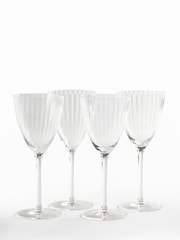 Jasper Conran London Set of 4 Clear Fluted Wine Glasses - Image 2 of 4