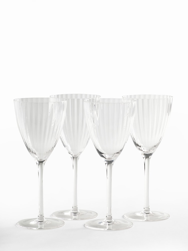 Jasper Conran London Set of 4 Clear Fluted Wine Glasses - Image 2 of 4 Jasper Conran London Set of 4 Clear Fluted Wine Glasses - Image 2 of 4