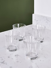 Jasper Conran London Clear Fluted Set of 4 Short Tumbler Glasses - Image 2 of 2