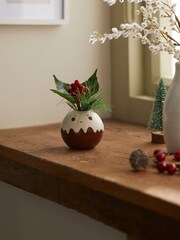 Red/Green Artificial Christmas Pudding Floral - Image 1 of 4