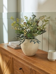 Green Artificial Winter Floral In Stone Vase - Image 1 of 4