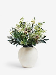 Green Artificial Winter Floral In Stone Vase - Image 3 of 4