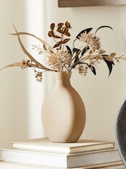 Natural Artificial Dried Flowers In Mink Brown Vase - Image 1 of 3