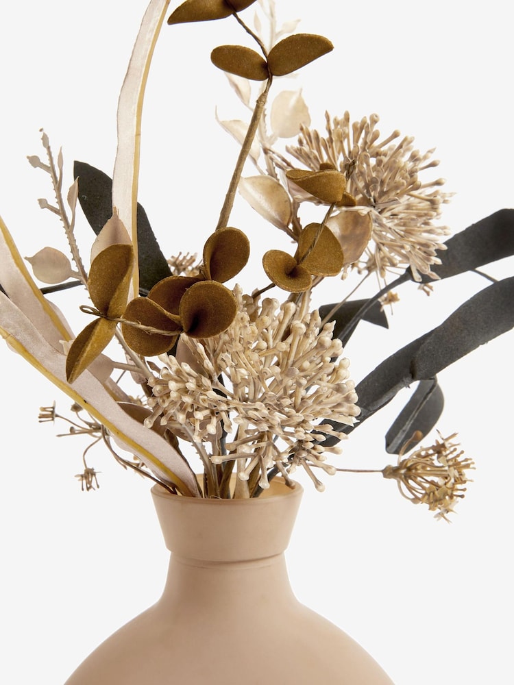 Natural Artificial Dried Flowers In Mink Brown Vase - Image 3 of 3 Natural Artificial Dried Flowers In Mink Brown Vase - Image 3 of 3