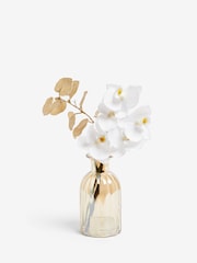 White Real Touch Artificial Orchid In Gold Lustre Vase - Image 1 of 3
