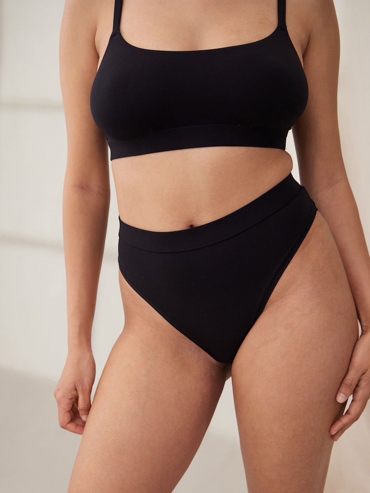 self. Black Smoothing Comfort High Waist High Leg Briefs - Image 1 of 6