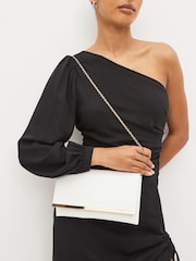 White Clutch Bag With Detachable Cross-Body Chain - Image 2 of 7