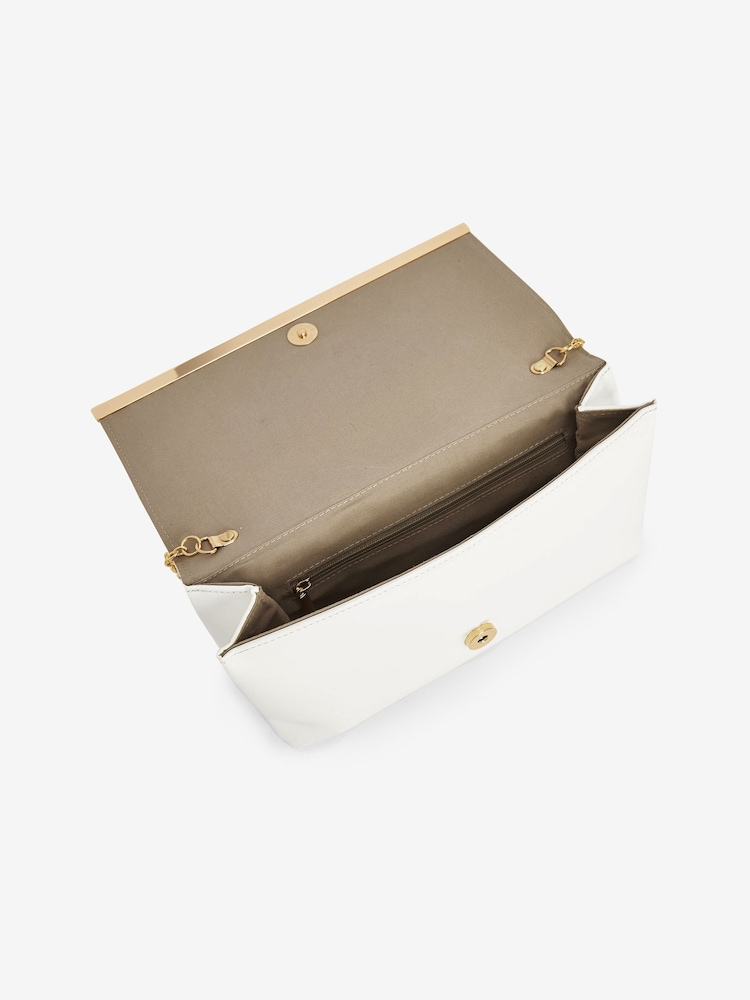White Clutch Bag With Detachable Cross-Body Chain - Image 7 of 7