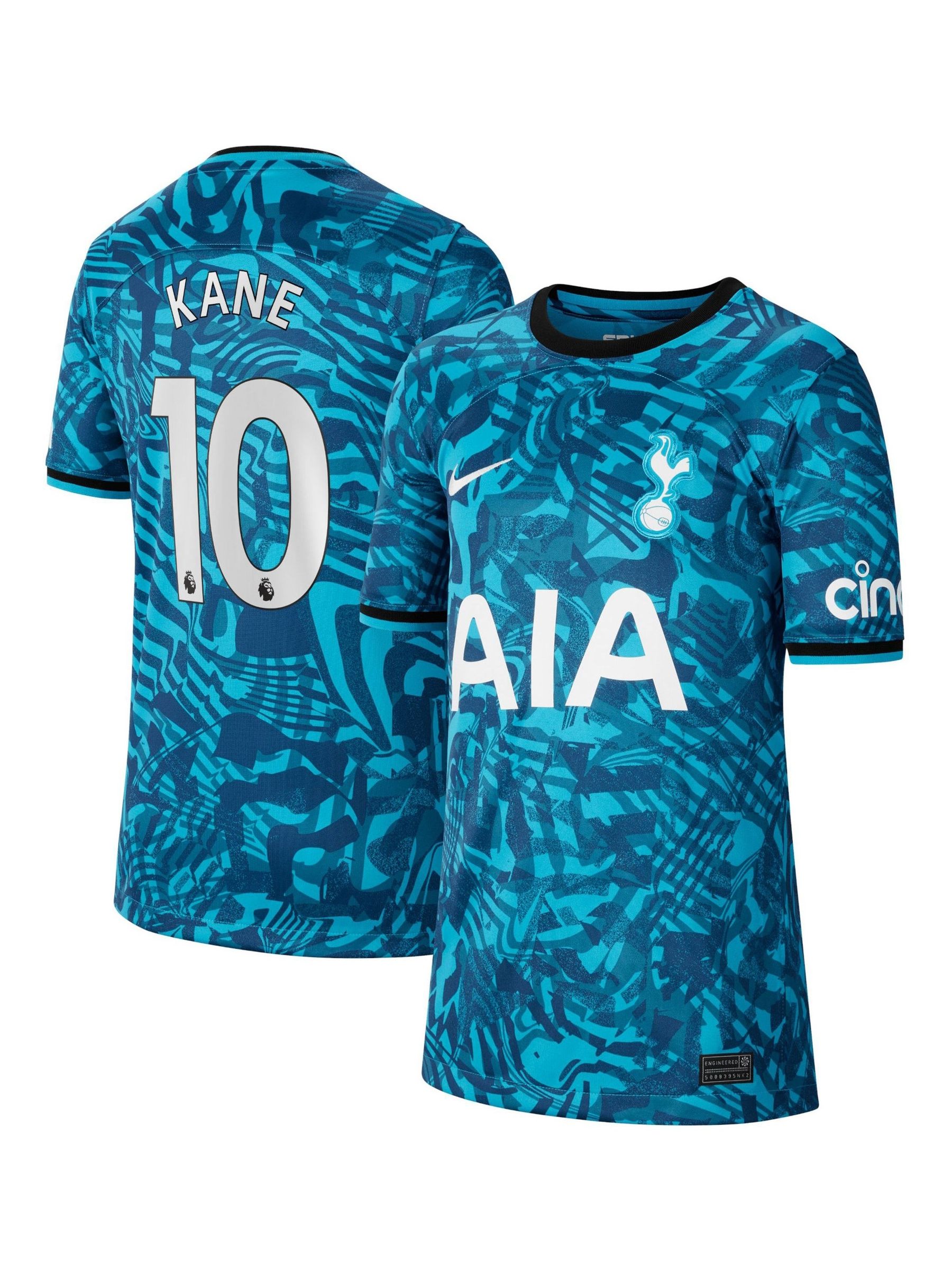 Buy Nike Turquoise Blue Kane 10 Tottenham Hotspur FC 22 23 Third Football Shirt Kids from Next Luxembourg