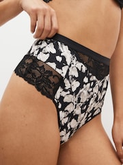Black Print/Pink Tummy Control Light Shaping High Waist Thongs 2 Pack - Image 3 of 6