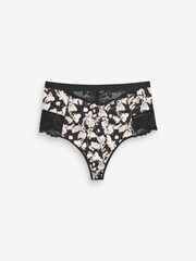 Black Print/Pink Tummy Control Light Shaping High Waist Thongs 2 Pack - Image 6 of 6