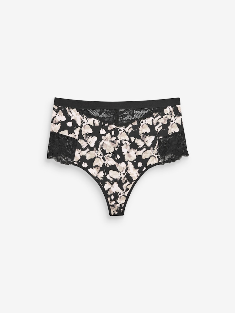 Black Print/Pink Tummy Control Light Shaping High Waist Thongs 2 Pack - Image 6 of 6