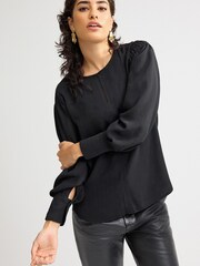 Black Long Sleeve Keyhole Blouse - Image 1 of 1