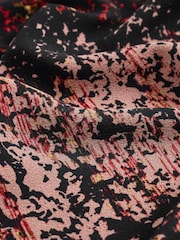 Red/Pink Floral Smudge Print Textured Long Sleeve Shirt with Pocket - Image 6 of 6