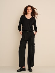 Black V-Neck Jumper - Image 3 of 7