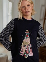 Navy Blue Christmas Tree Womens Christmas Jumper - Image 1 of 7