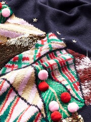 Navy Blue Christmas Tree Womens Christmas Jumper - Image 7 of 7