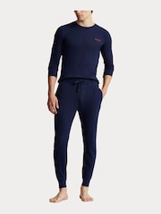 Polo Ralph Lauren Navy Waffle Knit Lounge Stretch Jersey Joggers - Image 3 of 4