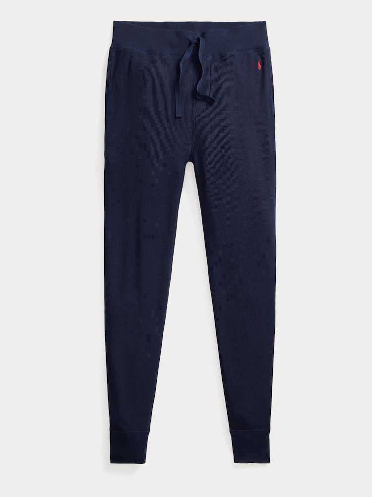 Polo Ralph Lauren Navy Waffle Knit Lounge Stretch Jersey Joggers - Image 4 of 4