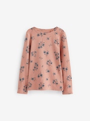 Pink Floral 1 Pack Long Sleeve Ribbed Top (3-16yrs) - Image 1 of 3