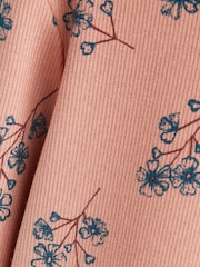 Pink Floral 1 Pack Long Sleeve Ribbed Top (3-16yrs) - Image 3 of 3