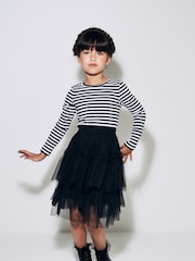 Black/White Stripe Long Sleeve Ribbed Top (3-16yrs) - Image 4 of 8