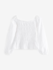 White Shirred Long Sleeve Top (3-16yrs) - Image 5 of 5