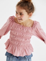 Pink Shirred Long Sleeve Top (3-16yrs) - Image 2 of 7
